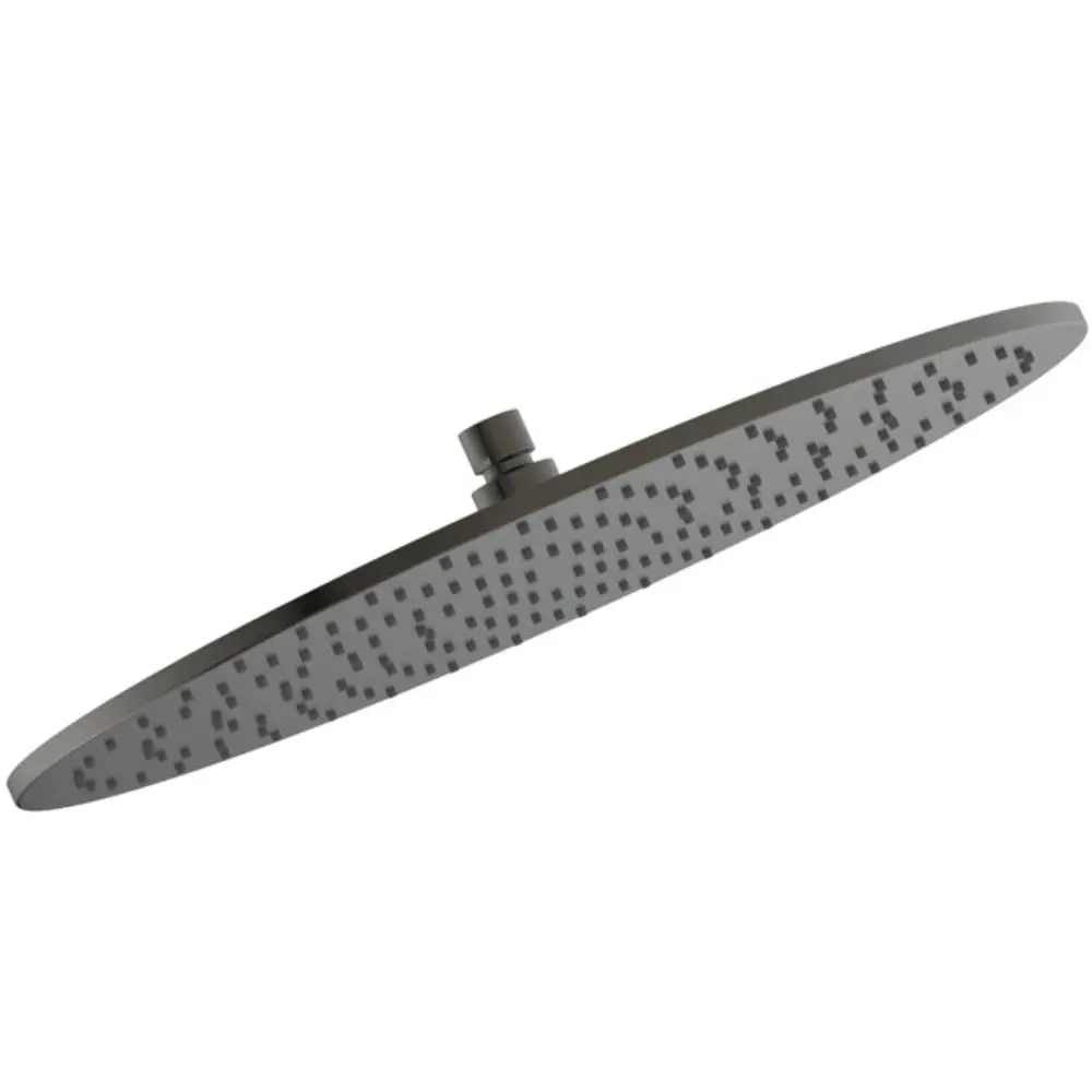 Runde Regenbrause in Magnetic Grey von Ideal Standard, mit einer flachen Oberfläche und gleichmäßig angeordneten Düsen für den Wasserstrahl.
